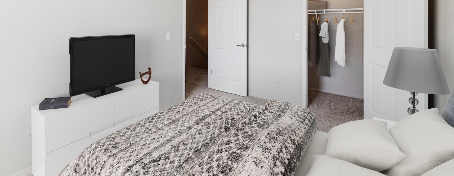 Sleep in style a bedroom with a bed and a television