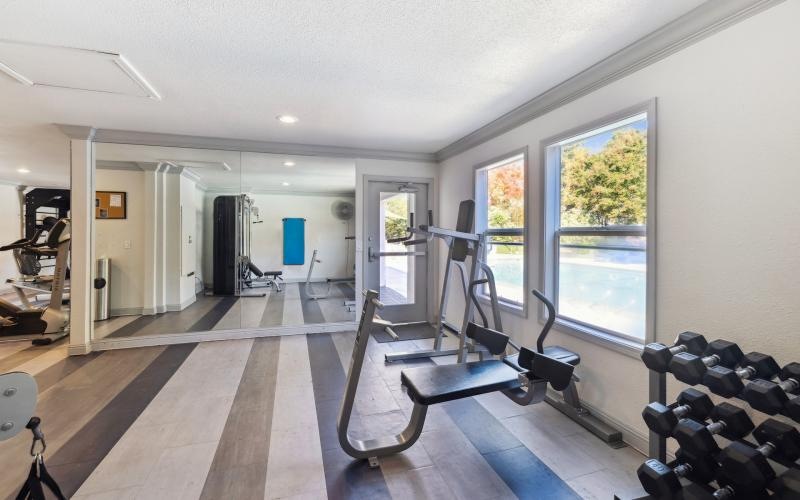 a gym with exercise equipment